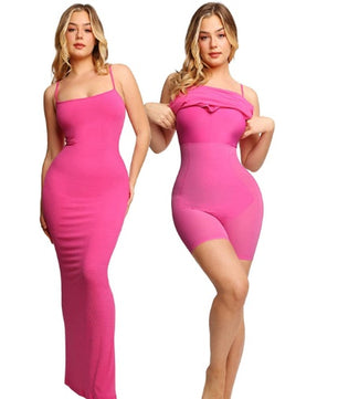 Round Neck Sleeved Slim Fitting Long Dress