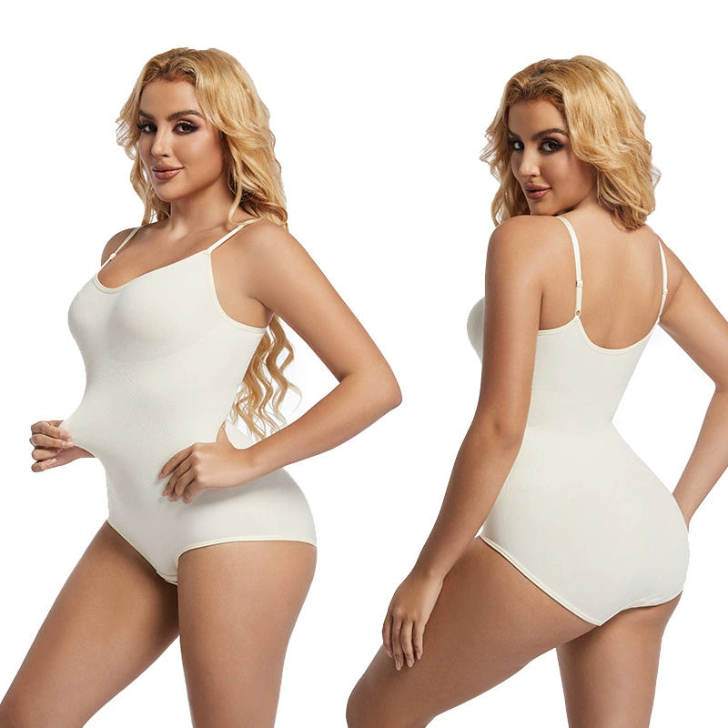 Women's Fashion Simple Seamless Body Shaping Breasted Elastic Jumpsuit
