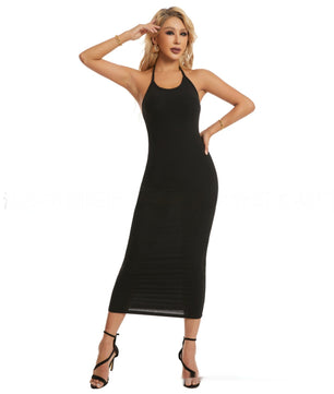 Double-layer Belly Shaping Long Skirt With Lining Hip Raise Shaping Halter Strap