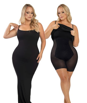 Round Neck Sleeved Slim Fitting Long Dress